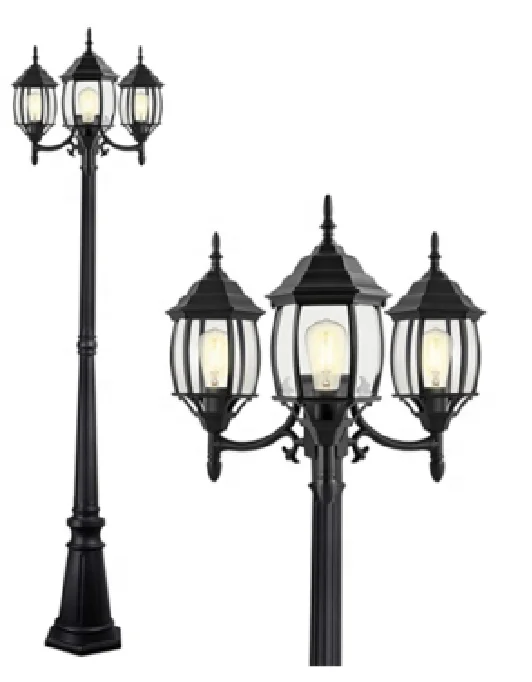 Traditional LED outdoor post light garden lamp Waterproof clear glass outdoor wall light Aluminum anti-rust material