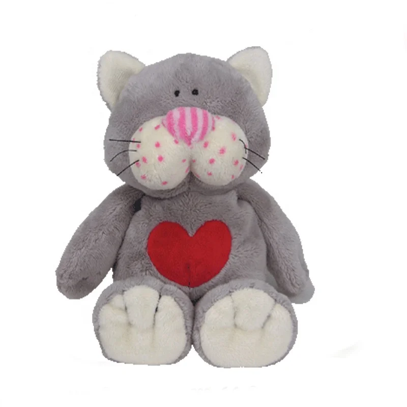 Wholesale plush fat baby doll cat stuffed big eye toy cute cat colored animal doll plush toy