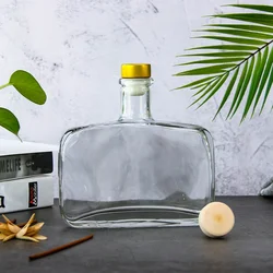 Popular Flat Square Shaped 500ml Clear Perfume Vase Aroma GlassReed Diffuser  Bottles