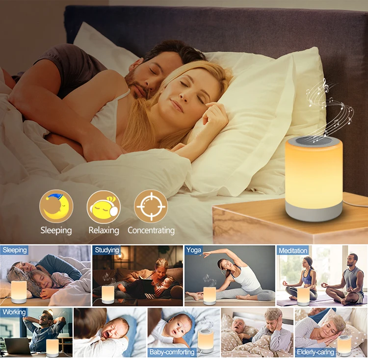 Portable mini white noise sleep machine sleep trainer night light smart touch dimming night lamp led white noise sound machine