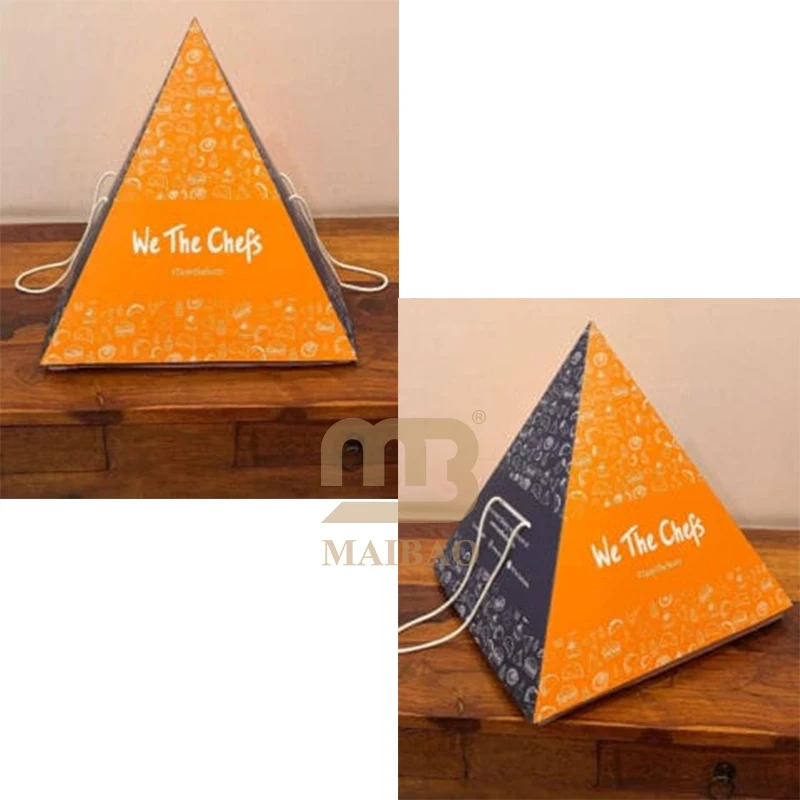 new design Custom pyramid shape Box Platter with sauce cup divider Catering bread dessert snack pyramidal food Grazing packaging