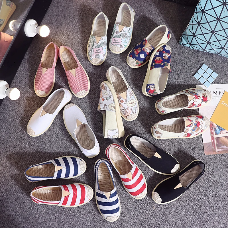 2021 Wholesale Design Jute Espadrilles Womens Casual Rubber Shoes Slip On Canvas Shoes For Women Canvas