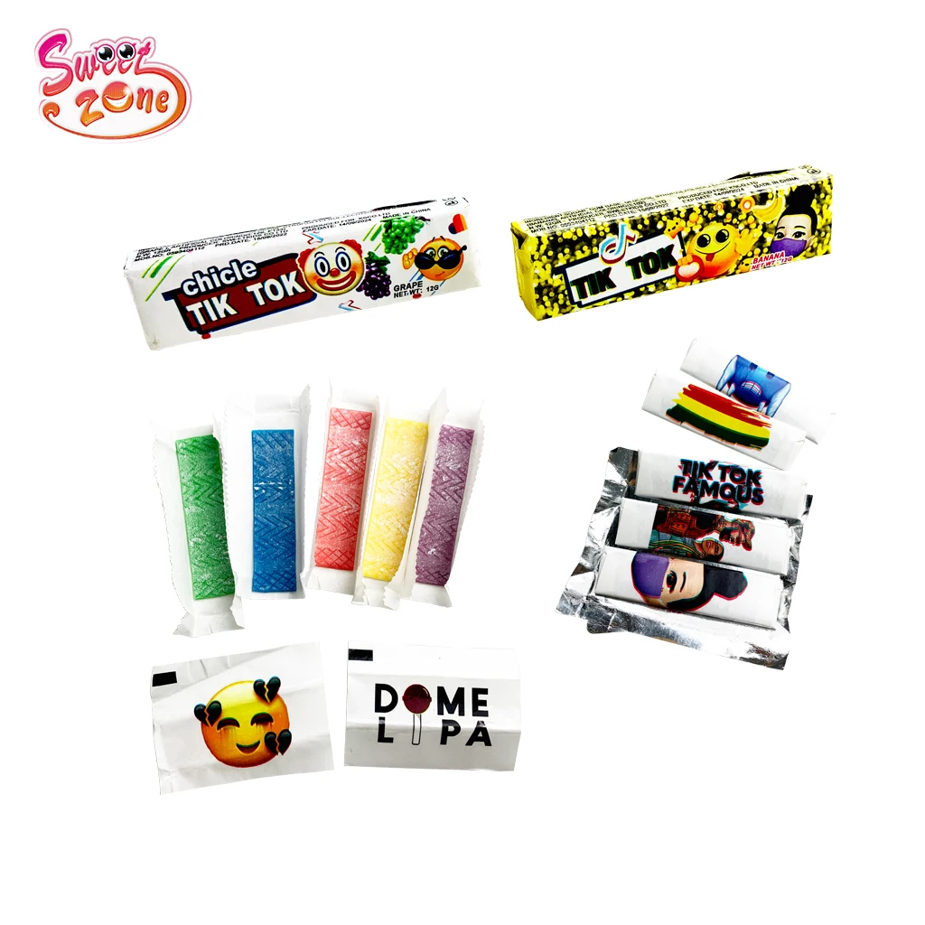 5 PCS Fruit Flavor Stick Bubble Chewing Gum With Tattoo