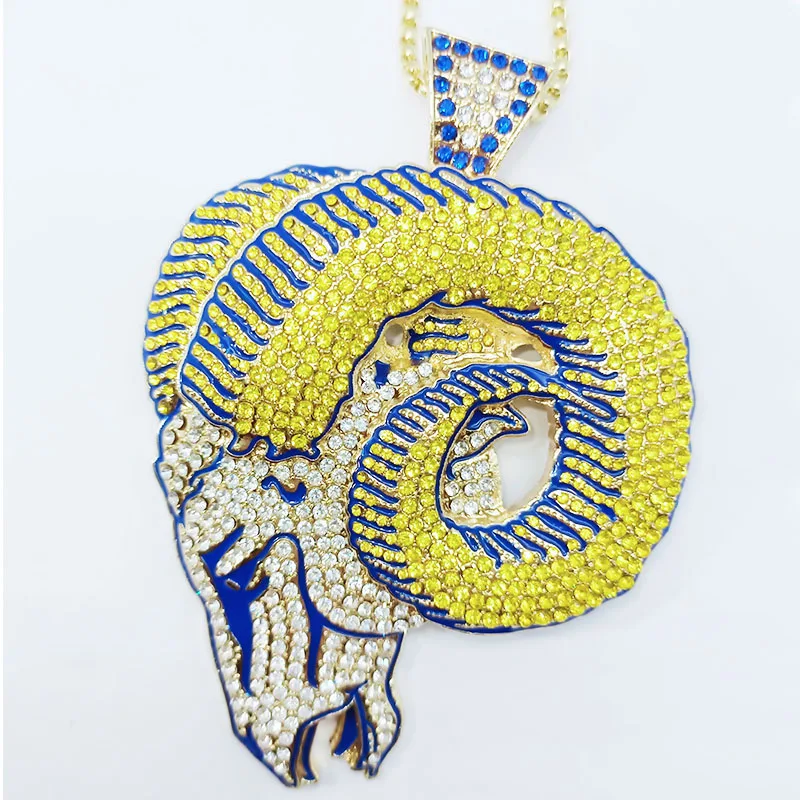 Classic Los Angeles Rams Necklace Fashion Men Jewelry Silver Pendant Necklace For Gift