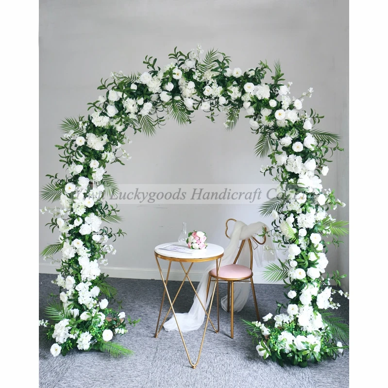 
LFB1428-1 9ft peach wedding arch backdrop flower ball artificial rose and hydrangea flower garland for stage decoration 