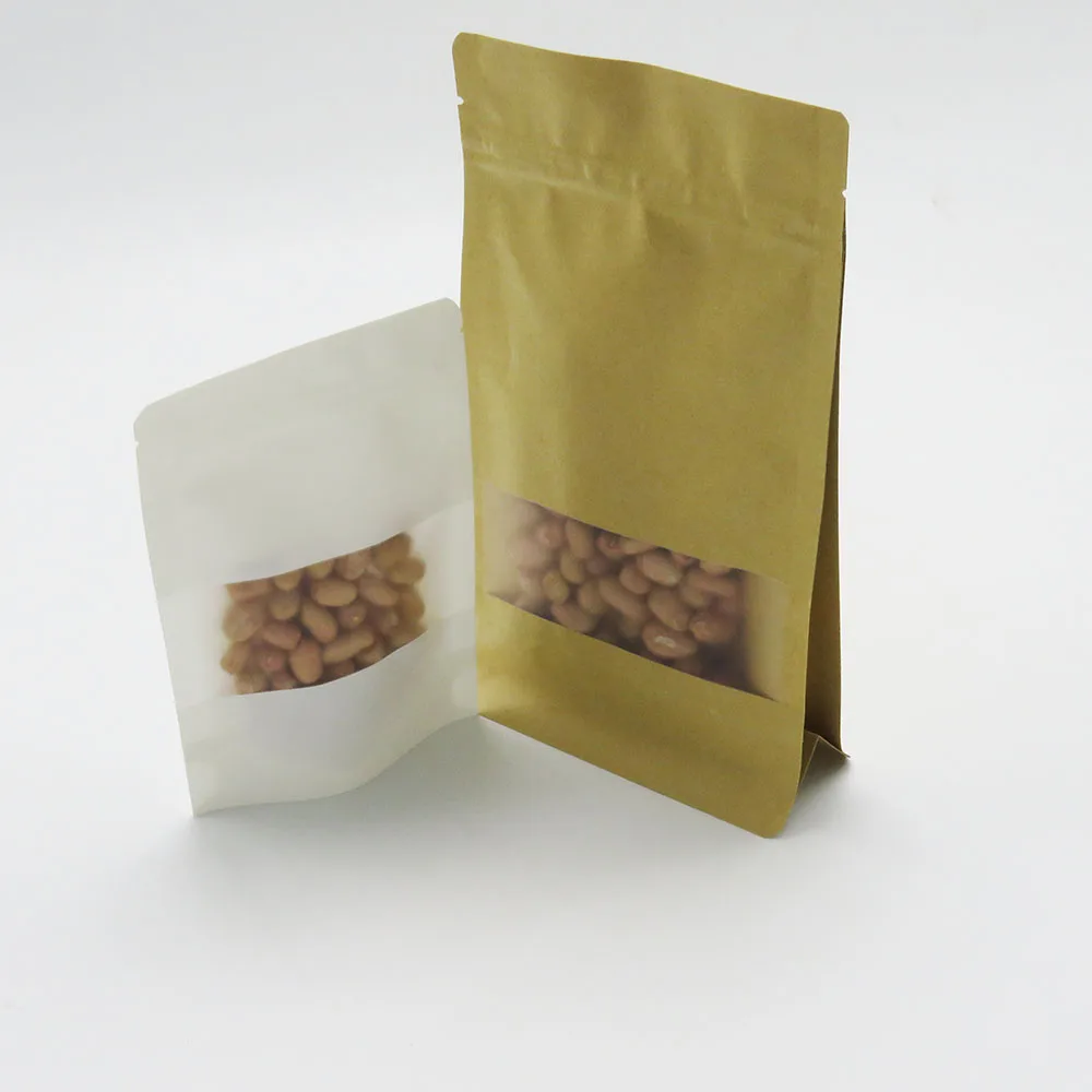 water resistant grease proof inside self seal snack nuts packaging kraft paper pouch bag