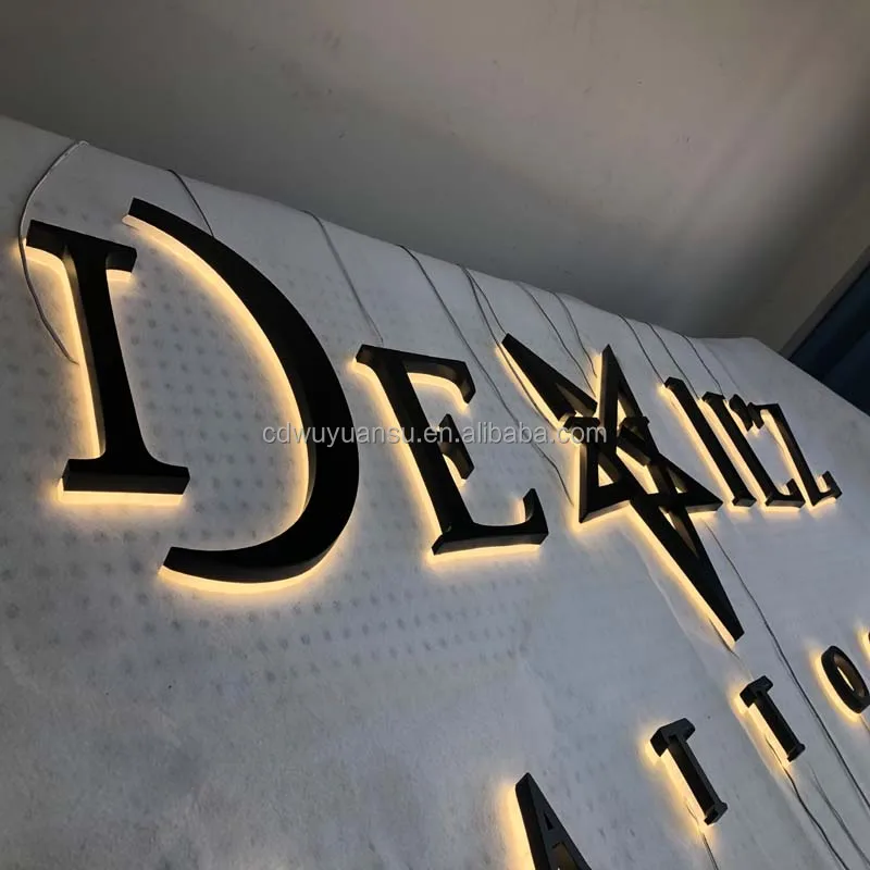 HONGSEN Custom electronic signs wall sign Stainless Steel Letter 3D  logo  Gold  metal plaques sign