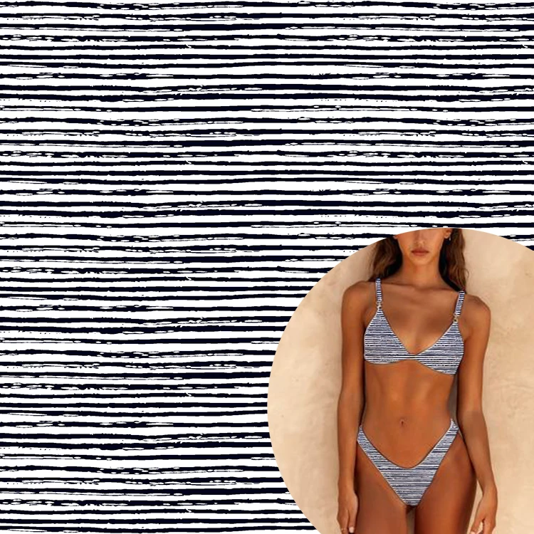 220 gsm uniqlo free swatch stretch 82% polyamide 18% elastane striped fabric printing digital