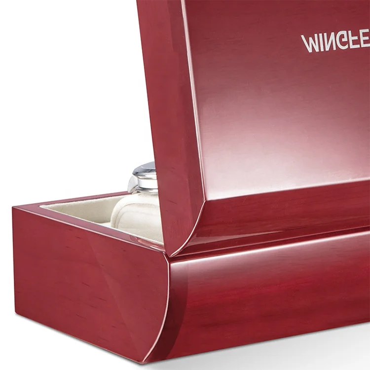 High gloss luxury lacquer wooden 2 slots watch box with pillow watch box 2 slots