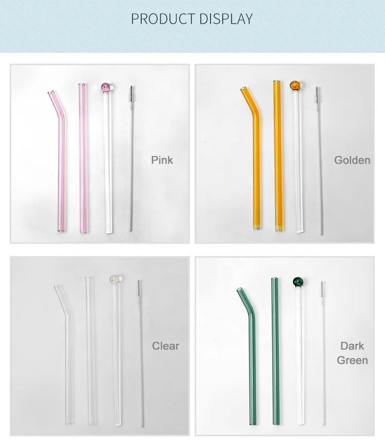 Reusable Borosilicate Color suck it up Drinking Glass Straws