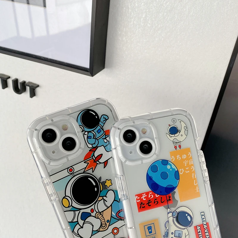 Luminous Glow in the Dark Astronaut Fluorescence For iPhone Cover Luxury Woman for iPhone Cover Matte Black For iPhone Cover