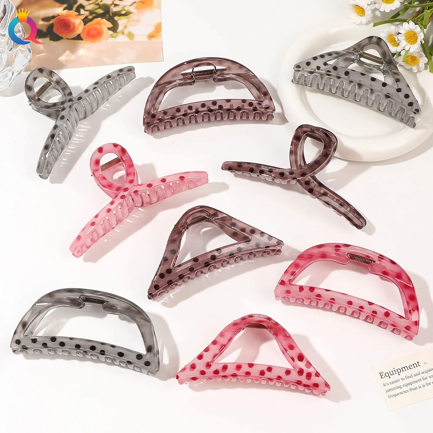 QIYUE PC Polka Dot Jelly Hair clip Advanced sense fashion hair clip shark clip