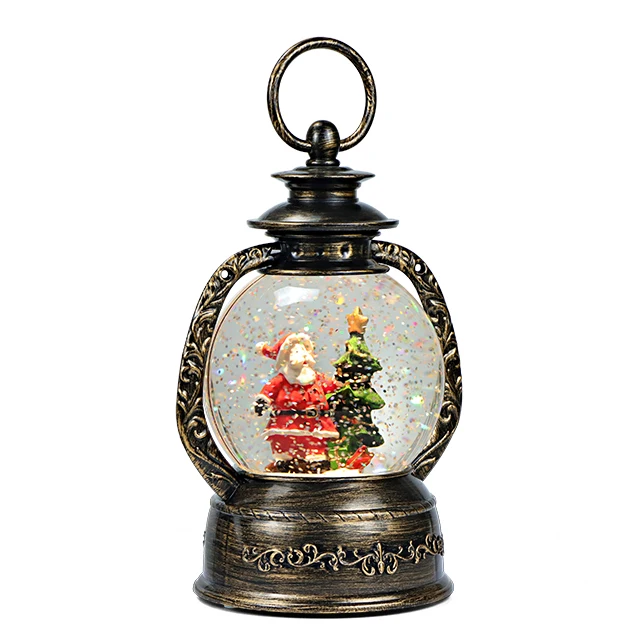 Top Fashion Water Globe Music Box Christmas Lantern Led Tabletop Snowing Lamp