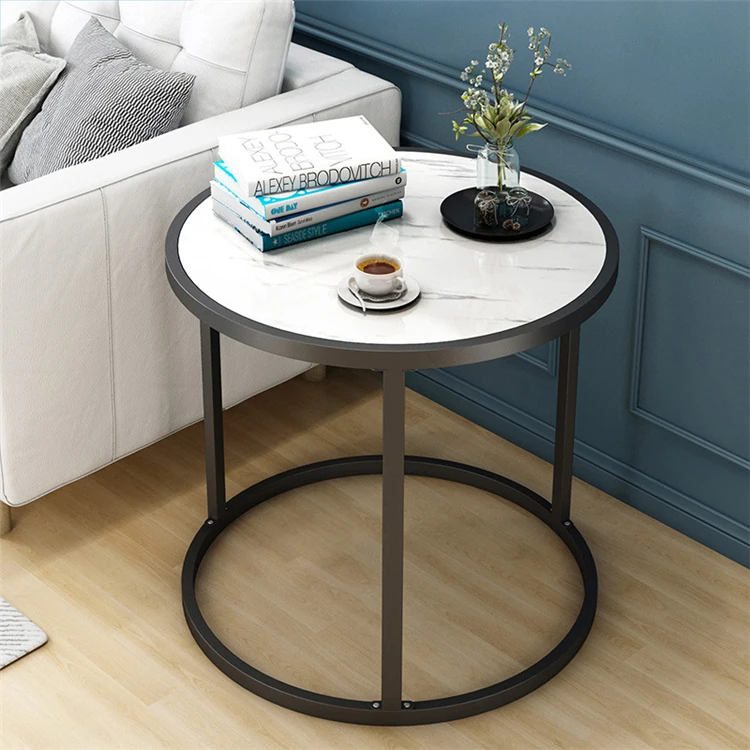 New design sofa marble side table metal double marble coffee table metal frame living room furniture