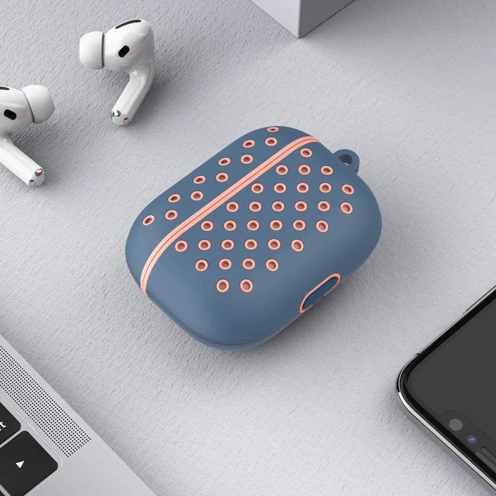  Soft Dual-Layer Color Silicone Case Cover with Keychain Anti-Lost Carabiner Charging For Apple Airpods Pro