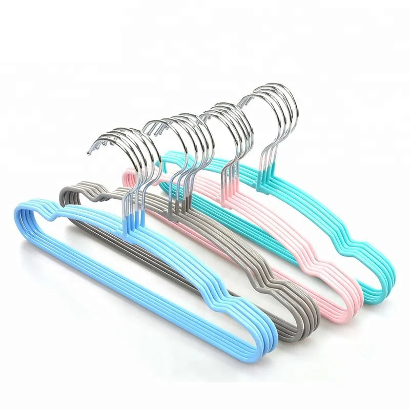 LINDON Colorful Non Slip Scented PVC Coated Metal Wire Baby Kids Hangers for Clothes