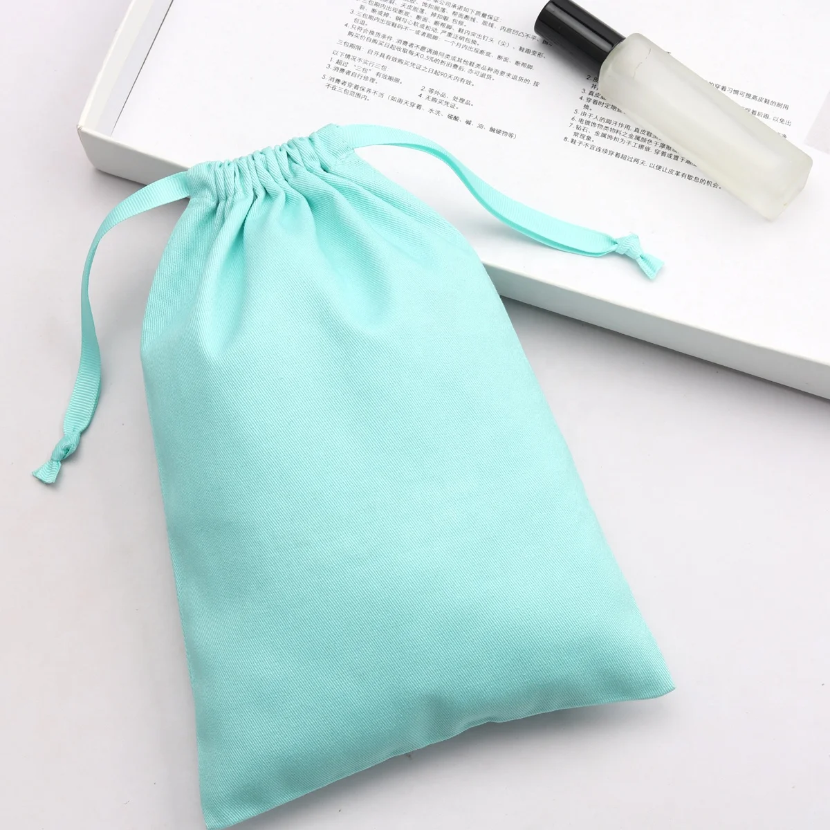 Wholesale Blue Cotton Twill Dust Bags Shoe Pouch Underwear Clothing Gift Packing Promotion Cotton Drawstring Bag