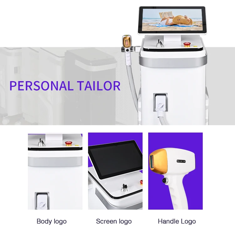 2024 new design ice cube 1200w1600 1800w 3 Waves Diode Laser Hair Removal Machine Stationary ice Titanium Laser Machine