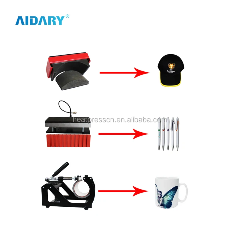 AIDARY 6IN1 Combo Heat Transfer Machine Cap Provided Flatbed Printer International Manual Press Machine Manual Table Press 39