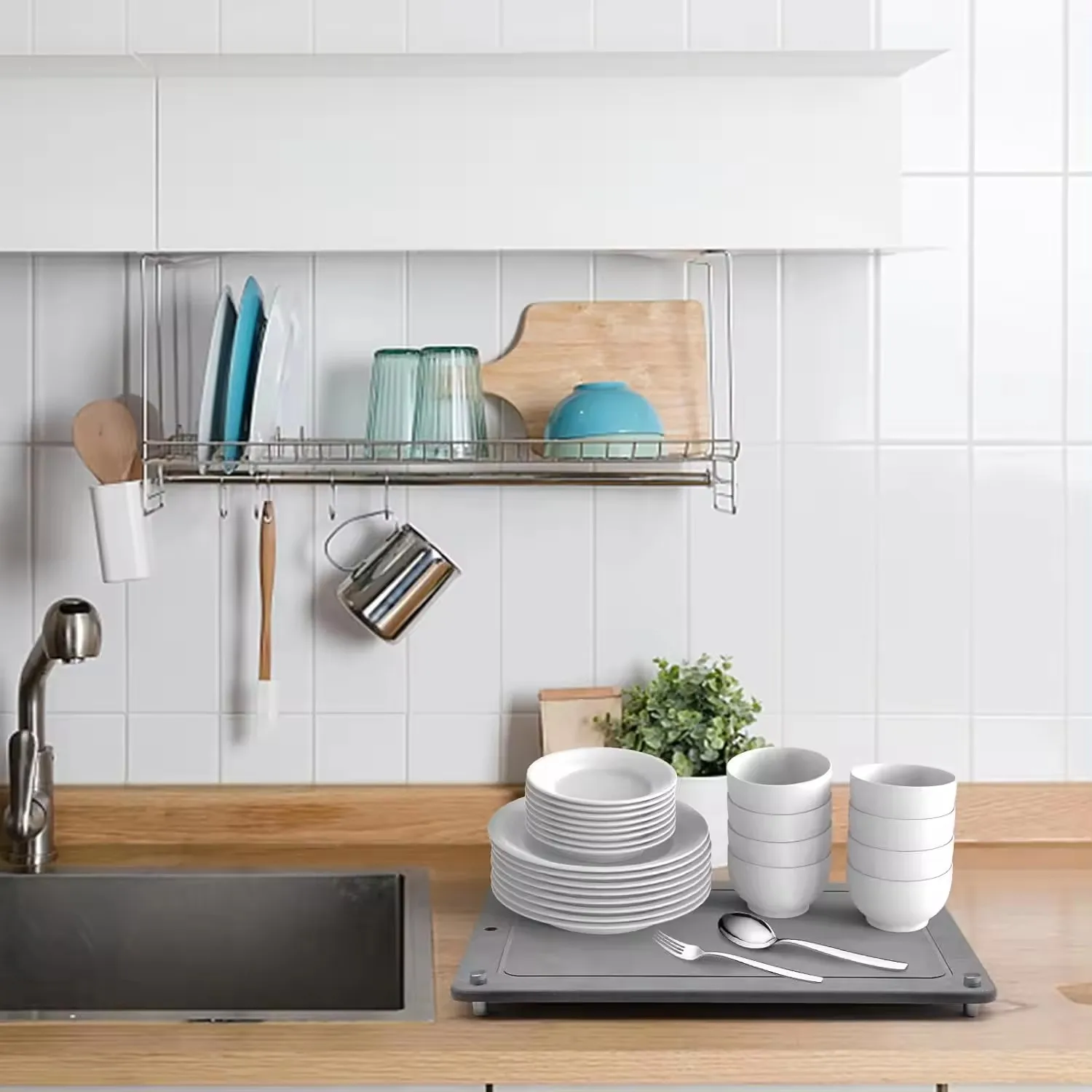 New Marble Hard Diatomite Quick Drying Kitchen Counter Mats Absorbent Mat Tray Stone Dish Drying Mats for Kitchen Counter