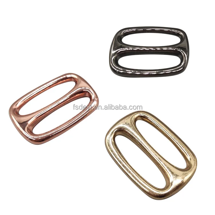 Hot Sale Light Golden Solid Brass Adjuster Slide Buckles For Handbag Accessory
