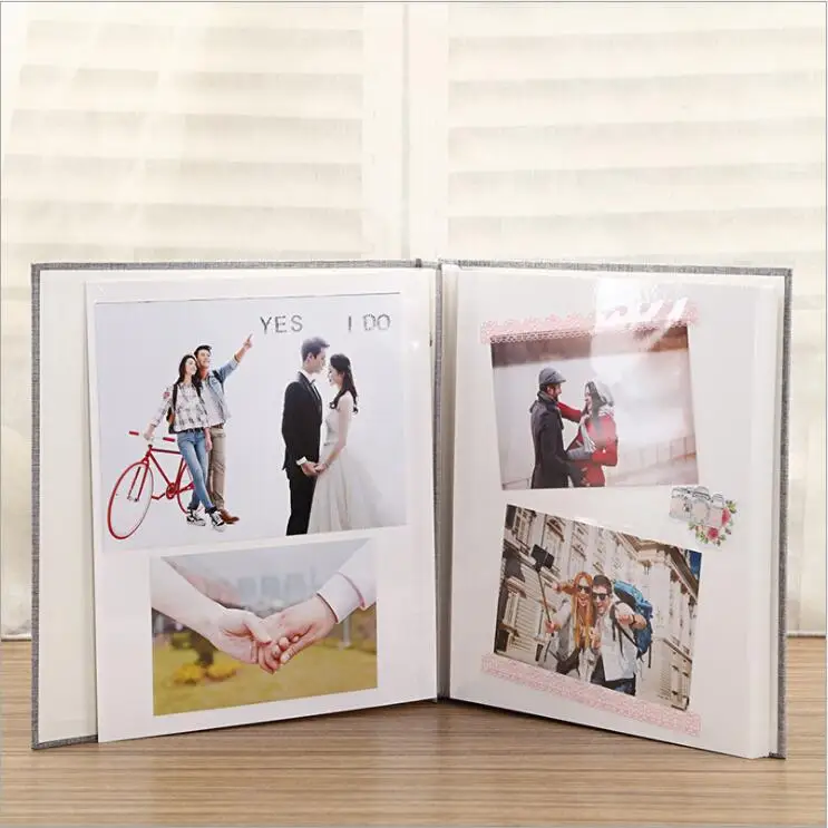 Wholesale Style Binding  DIY Linen Cloth Photo Album 20 Pages Inside Promotional Gift Custom Logo And Color