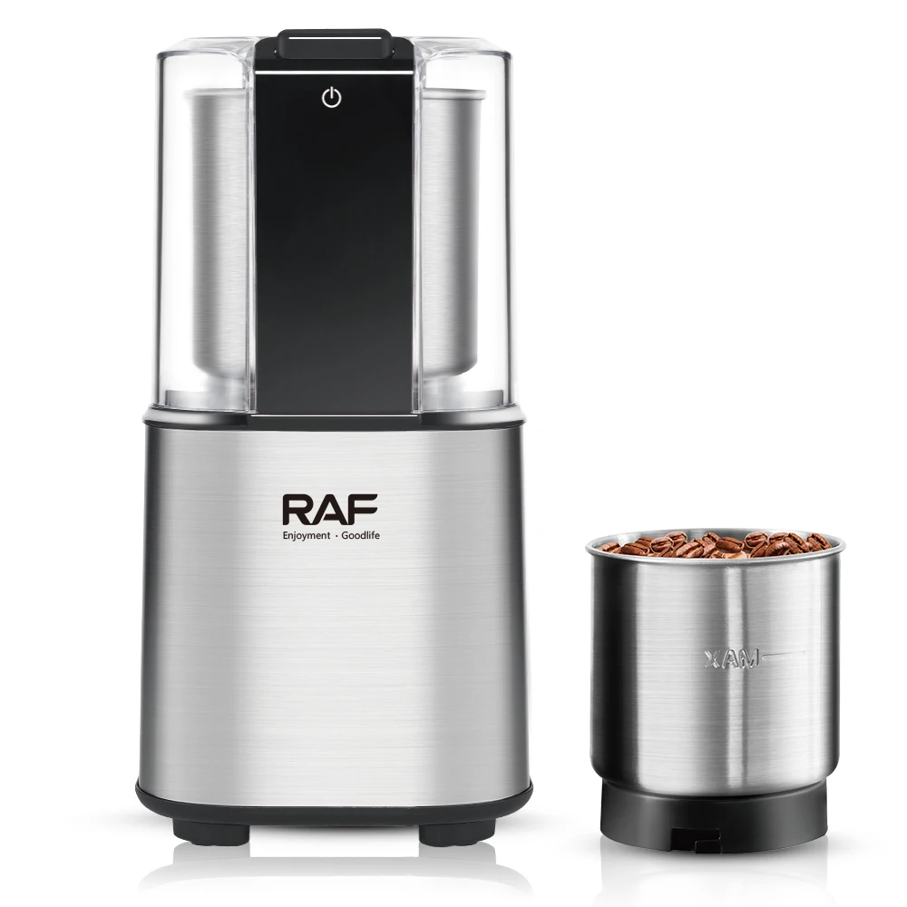 RAF Automatic Spice Nuts Mill Mini 2 blades Pepper Coffee Bean Grinder 60G Stainless Steel Electric Grinder