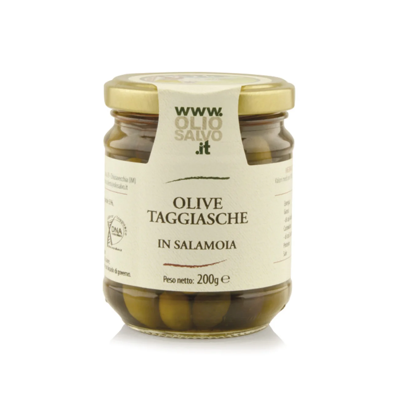 BRINED TAGGIASCA OLIVES High quality DNA Certified Taggiasca table olives in brine as antipasto and as ingredient 200 g