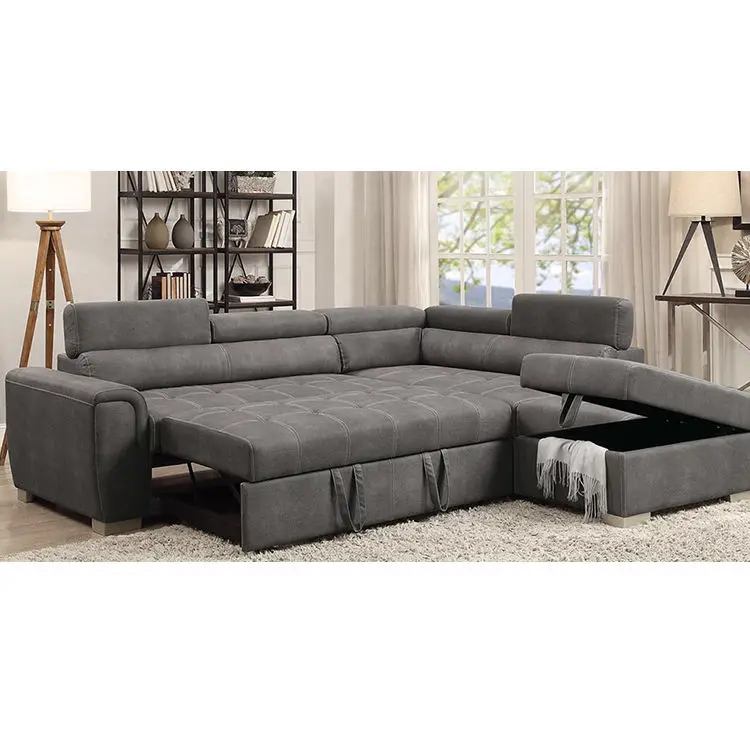 High Quality Corner Sofa Cum Bed Living Room Apartment Pull Out Sofa Bed With Storage Ottoman