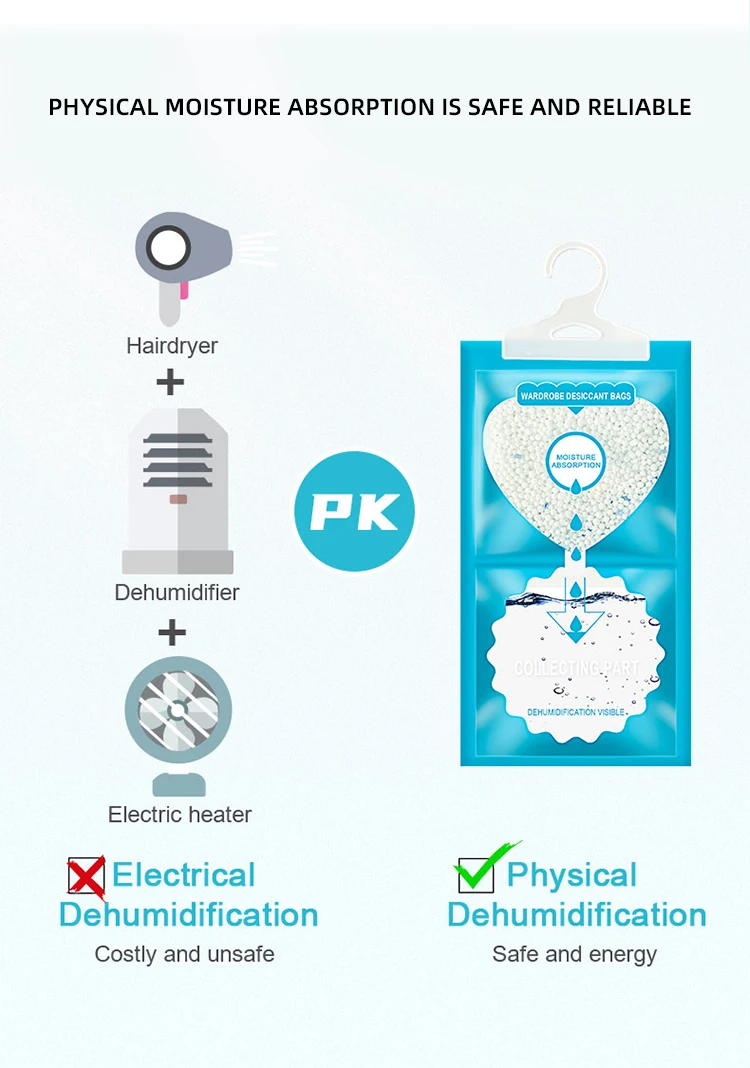 High quality customized household closet calcium chloride hygroscopic dehumidification hanging bag
