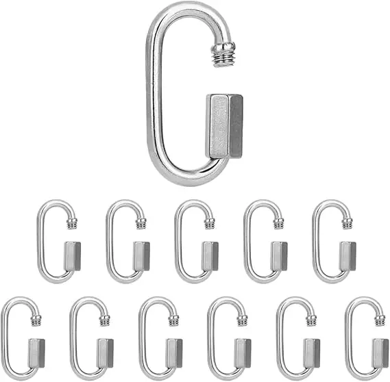 Stainless Steel Quick Link Oval Locking Carabiner Connector for Pet, Backpacks, Key Ring, Dog Leash, Water Bottles