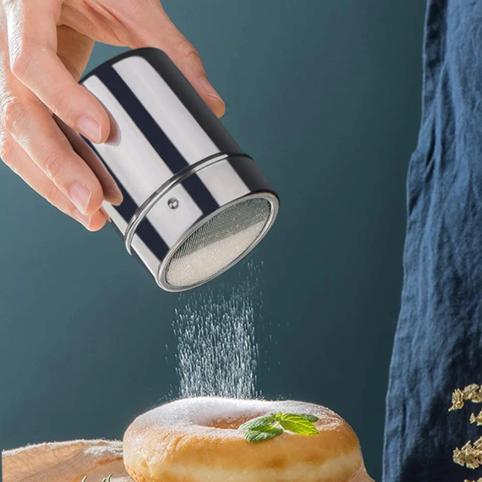 Stainless Steel Kitchen Accessories Chocolate Icing Sugar Powder Cocoa Flour Coffee Sifter Shaker Cooking Tools With Lid
