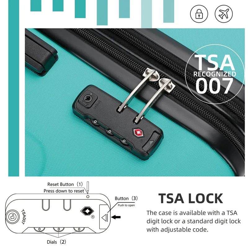 factory wholesaler high quality Hard Shell Luggage Sets 3 Piece Travel Suitcase Set with TSA Lock