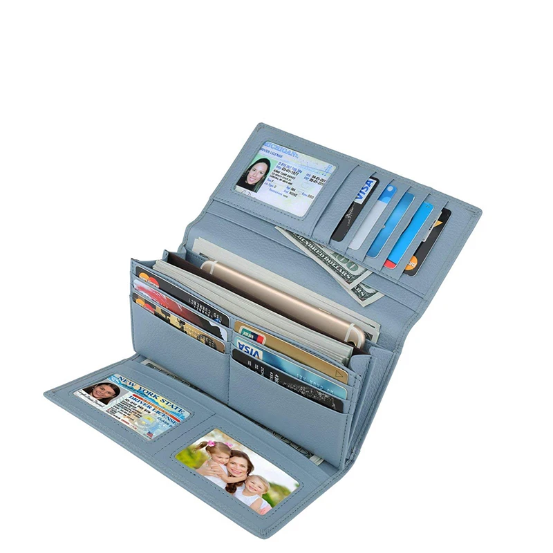 Clutch Women Long Tri-Fold Wallet PU Leather Wallet Purse