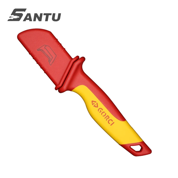 High Leverage VDE Cable Knife Stripping Tools Sickle Shaped VDE Insulated Strippers with Guide Shoe
