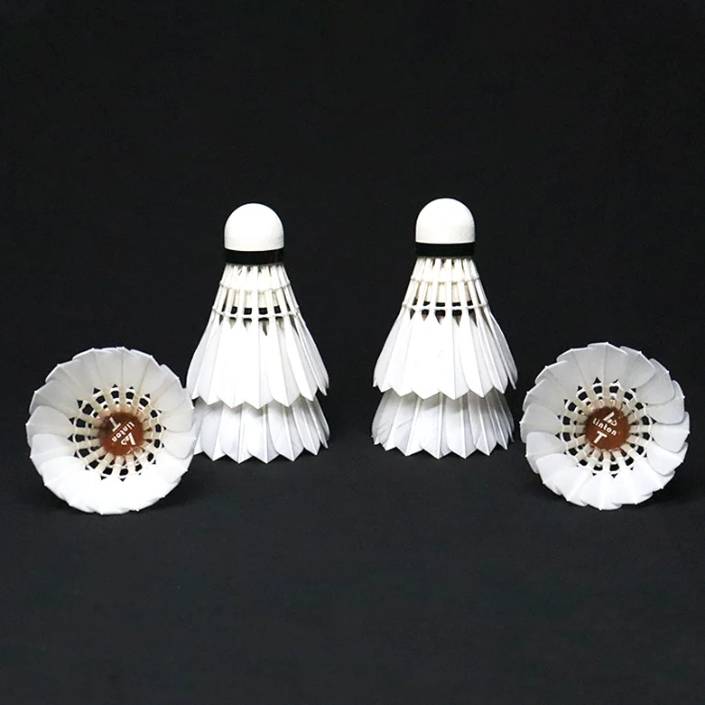 Good Quality Brand White Goose Feathers Shuttles Three Layers Cork Import Badminton Shuttlecock