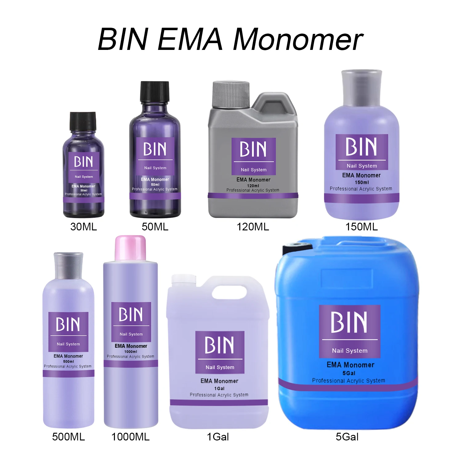 BIN factory fast Dry Private Label 1000ml Professional EMA Monomer Acrylic Nail Liquid For Acrylic Powder System 1L