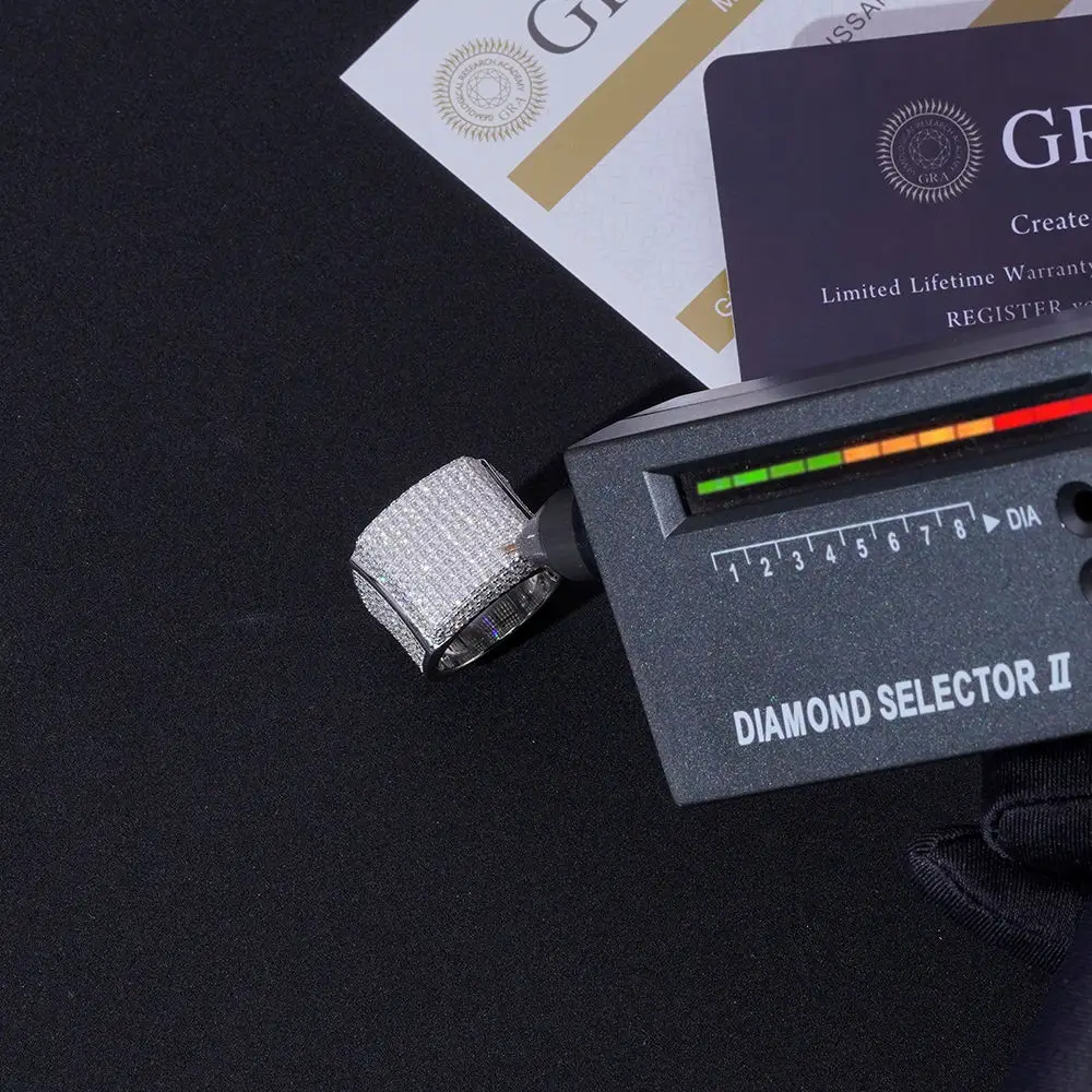 925 Sterling Silver Vvs Moissanite Diamond Hip Hop Ring Manufacturer Gold Men Custom Jewelry Iced Out Ring