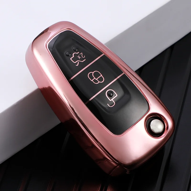 Car Key Fob Cover Case for Ford, Keyless Remote Smart Key Holder W/Keychain for Ford F150 F250,Fob Shell Protector for Mustang