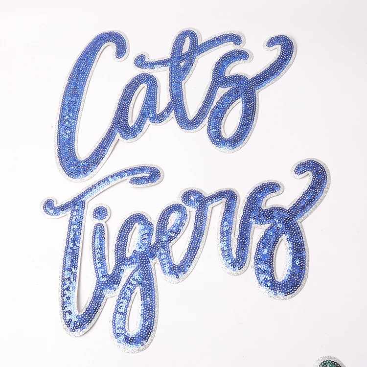 Hot selling heat press OEM ODM cute mascot patch fox doll custom iron on dragons tiger word mascot sequin patches for sweatshirt