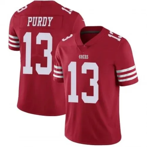 San Francisco #23 Christian McCaffrey 13 Brock Purdy 29 Talanoa Hufanga football Jersey