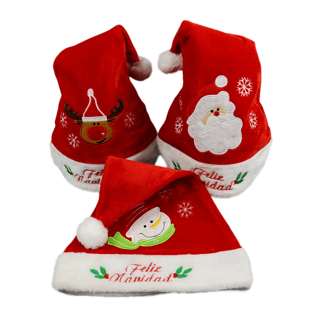 Reindeer Santa Claus Snowman Embroidered Xmas Cap Wholesale Funny Christmas Hat For Adult Kids