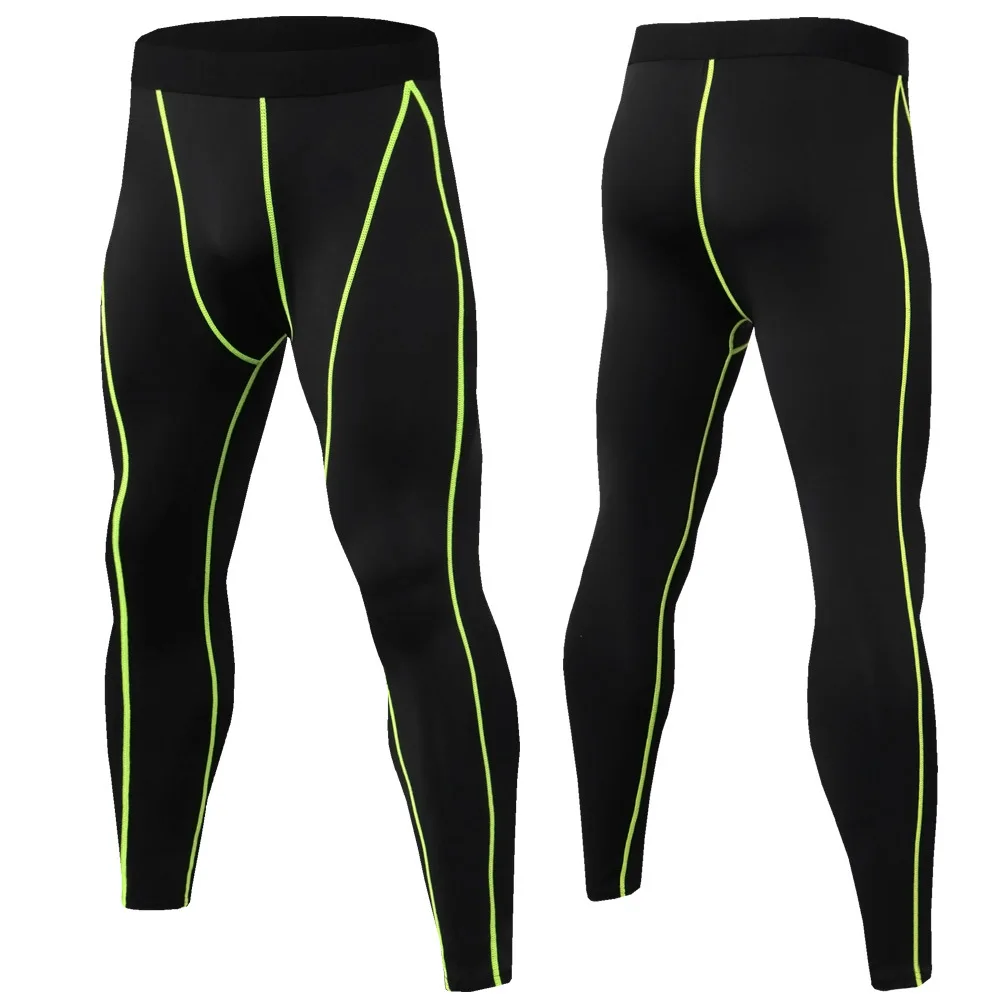 Training Bodybuilding Sport 2 Piece Pants Compression Pants Long-Sleeve T-Shirt Compression Short Tights Men Set