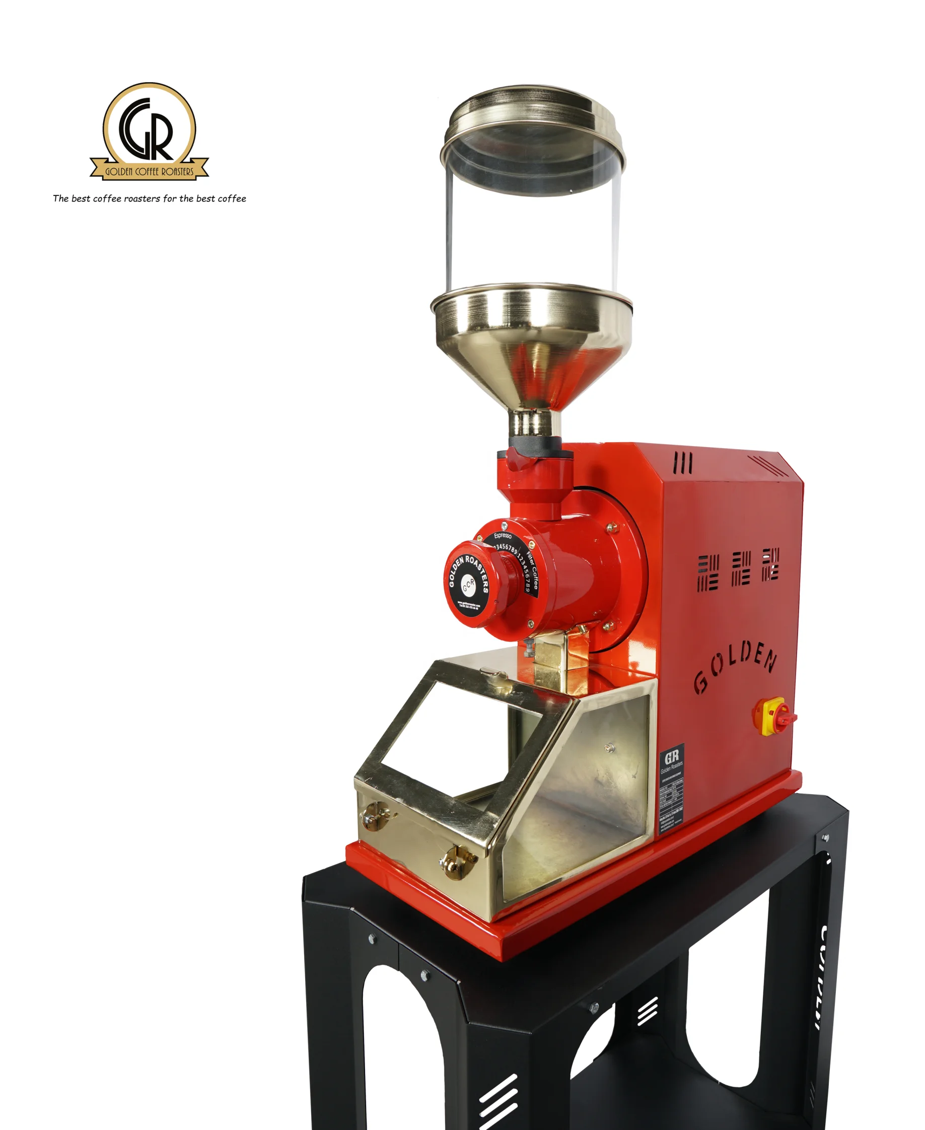 
GRG-10 Golden Coffee Grinder Shop Electric Coffee Mill Machine 10cm Steel Burrs 