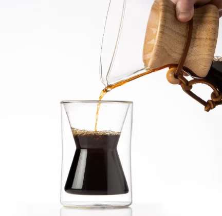 Custom Made Clear Borosilicate Heat-resistant Glass Coffee Milk Mug With Two Layers