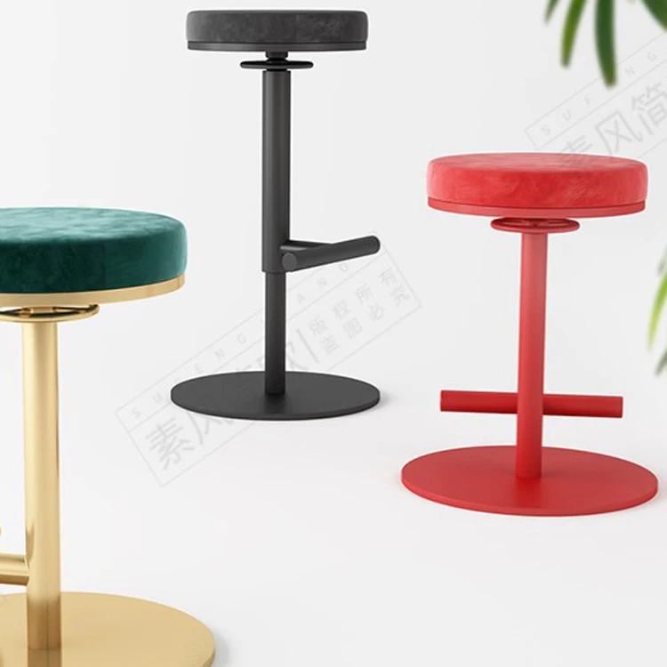 Bar Stool INS Style Coffee Shop Barber Shop Height Adjustable Bar Chair Without Backrest for Home Decoration