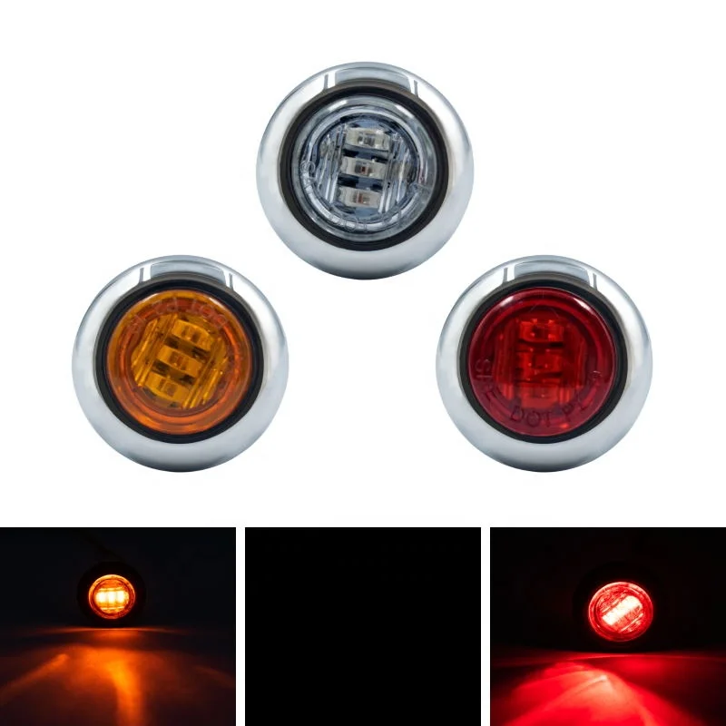 0.75 inch 0.3w lights car led truck 12v 24v led side marker light red amber DOT SAE approved side lights for trucks