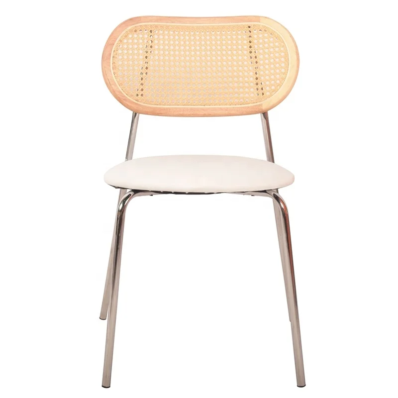 North European Japandi Modern Luxury Elegant Dining Room Single Leisure Simple Movable Solid Wood Chandigarh Rattan Chair