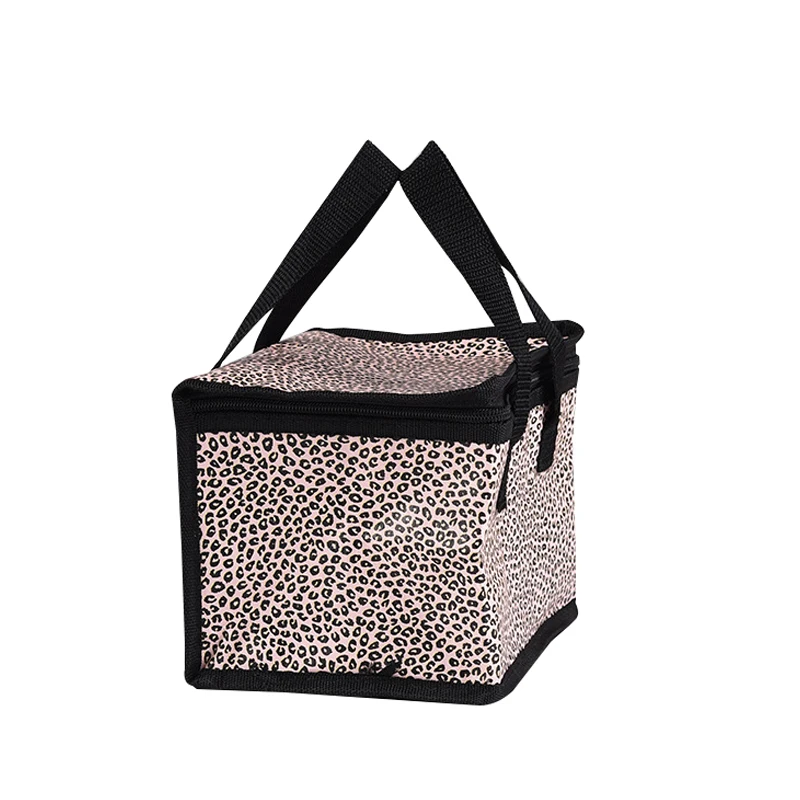 Naturally degradable eco-friendly non-woven Cooler bag with zipper in leopard print for takeaway