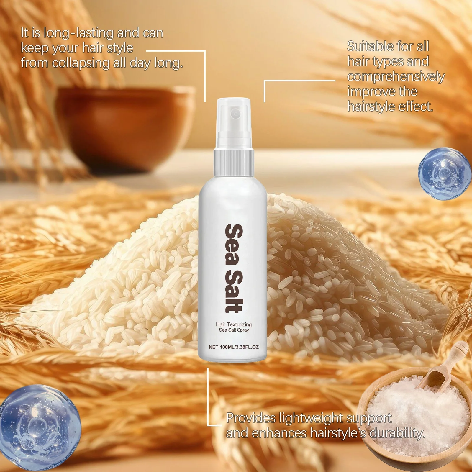 Sea Salt Spray New Sea Hair Thickening Texturizing Volumizing Beach Waves 2024 Organic Natural Liquid Men Adults